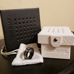 DIESEL Black Stainless Steel Logo Band